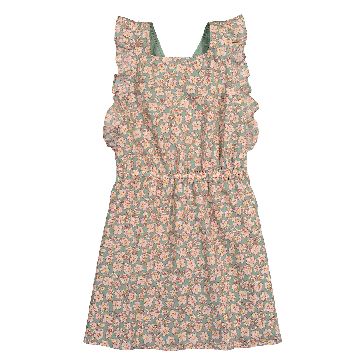 Платье Без рукавов с воланами и принтом цветы 5 лет - 108 см зеленый LaRedoute, размер 5 лет - 108 см - фото 3