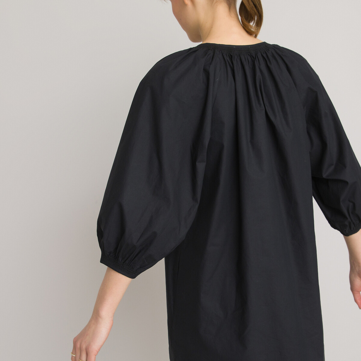 Платье LA REDOUTE COLLECTIONS Расклешенное с застежкой на пуговицы из биохлопка 44 черный, размер 44 - фото 4