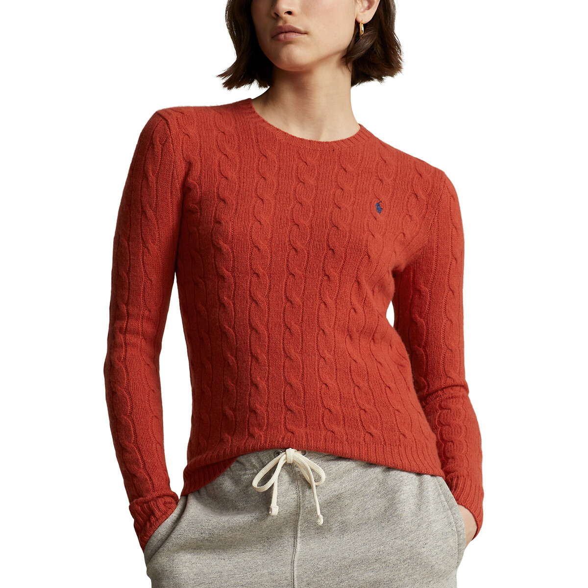 Пуловер с круглым вырезом из витого трикотаж JULIANNA L красный пуловер с витым узором m синий