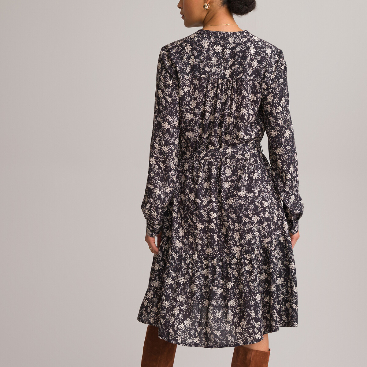 Платье-миди ANNE WEYBURN Платье-миди Расклешенное с цветочным принтом 44 черный, размер 44 - фото 4