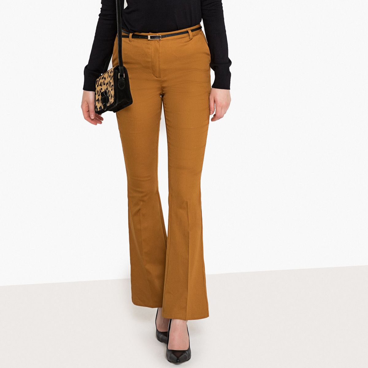 Pantalon bootcut en satin de coton