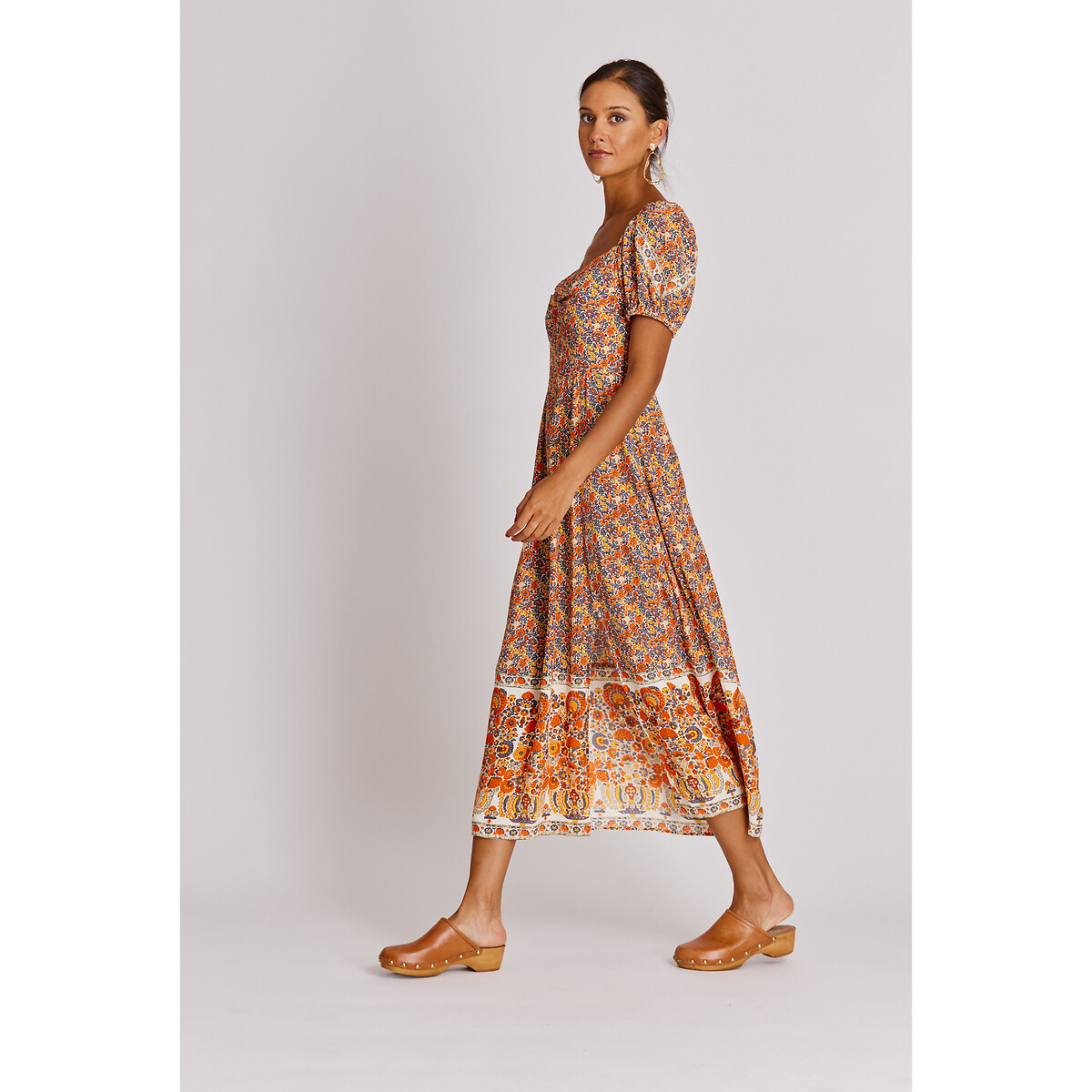 Платье DERHY Длинное Amel с поясом на резинке на спинке M оранжевый, размер M - фото 2