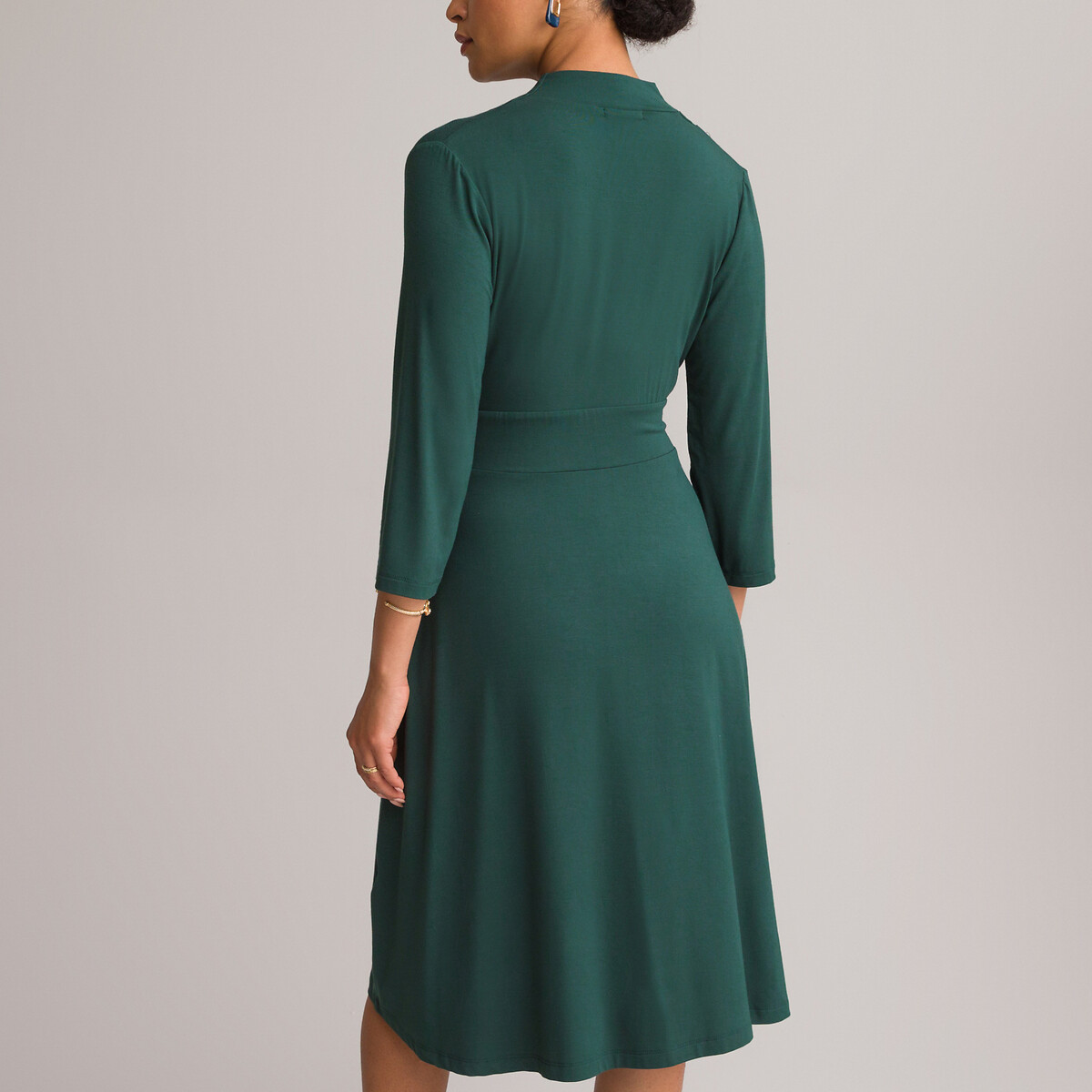 Платье ANNE WEYBURN Платье Расклешенное из струящегося трикотажа с рукавами 34 50 зеленый, размер 50 - фото 4