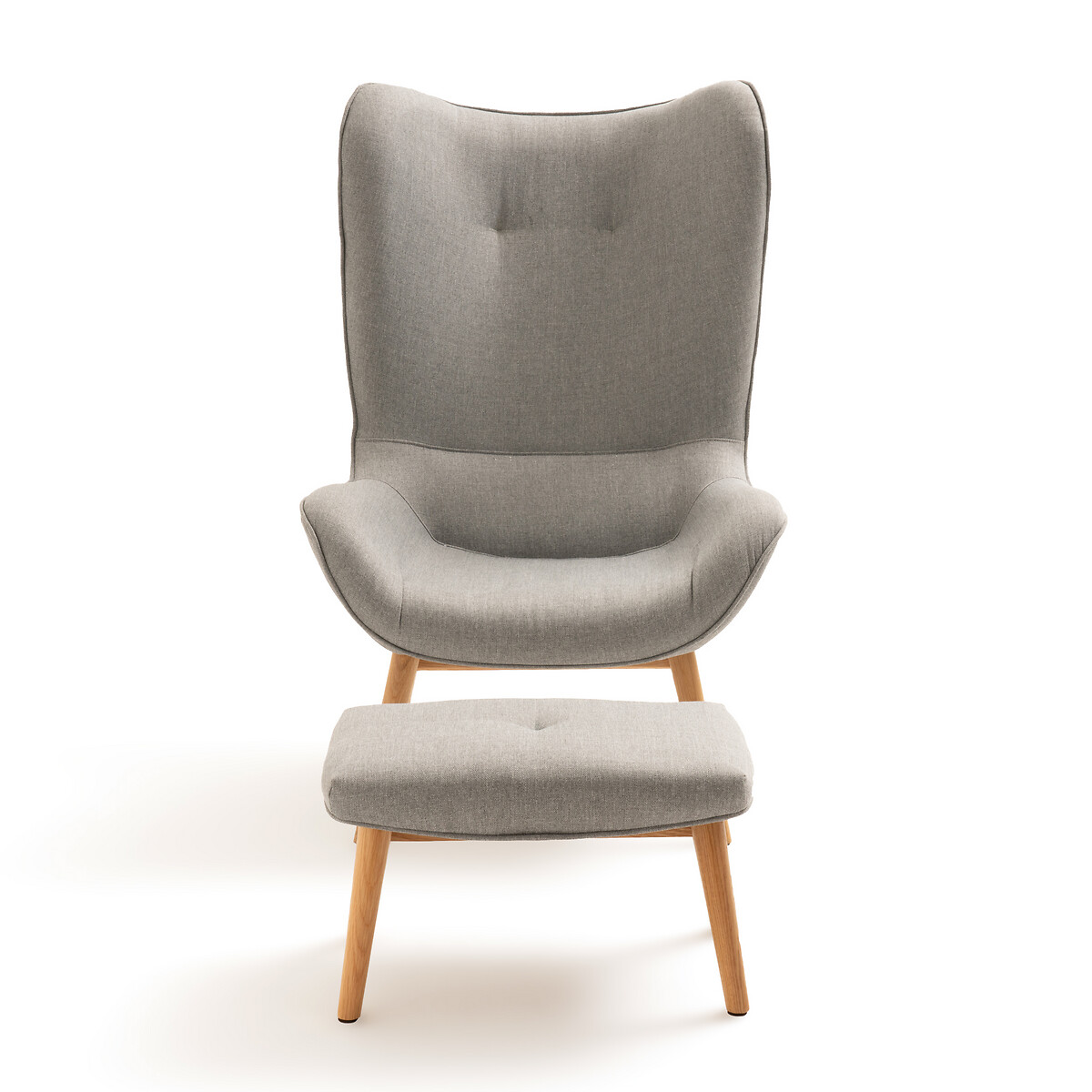 Кресло LaRedoute С загнутыми краями и подставкой для ног Crueso единый размер серый - фото 2