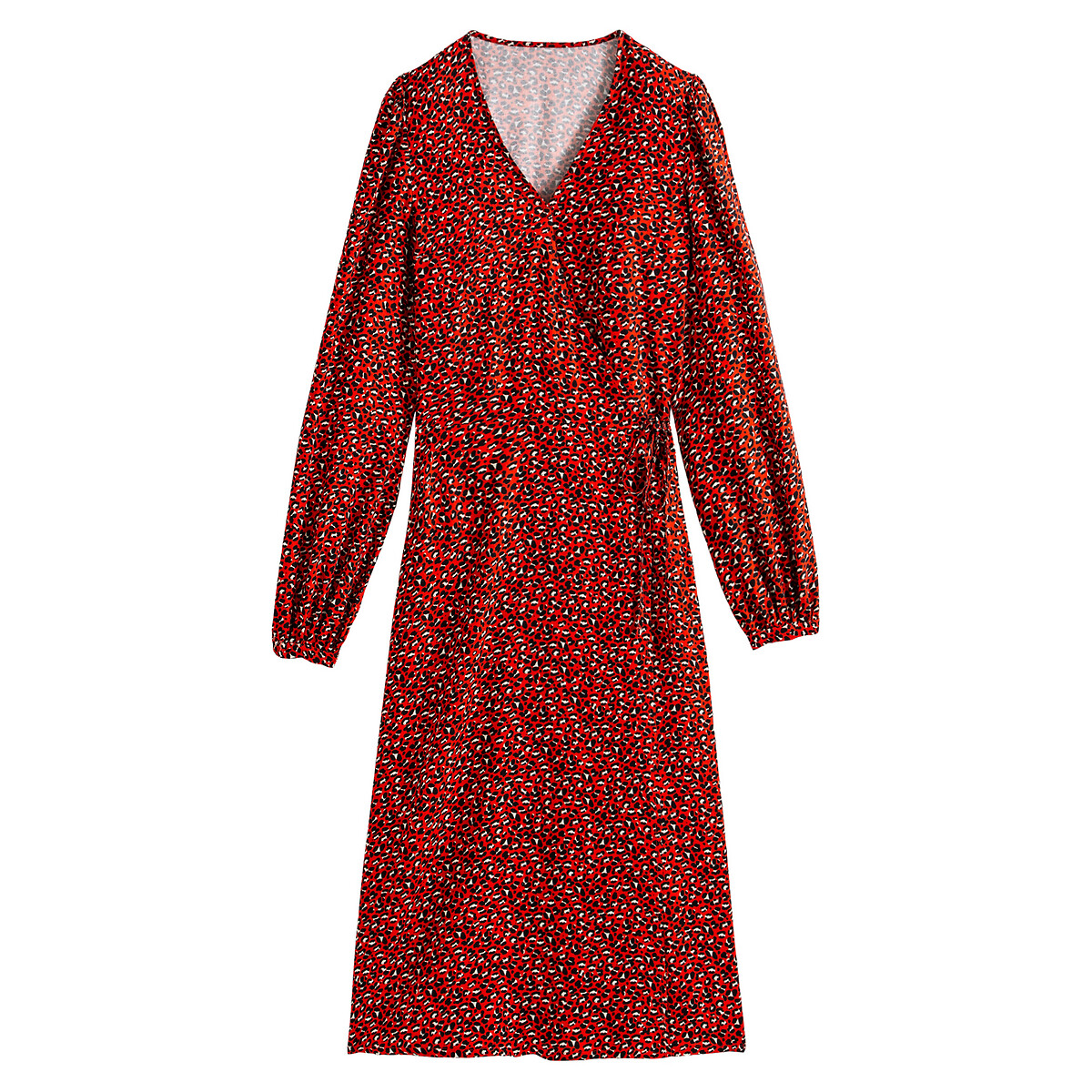 Платье LaRedoute Длинное с запахом с анималистичным принтом 38 (FR) - 44 (RUS) красный, размер 38 (FR) - 44 (RUS) Длинное с запахом с анималистичным принтом 38 (FR) - 44 (RUS) красный - фото 5