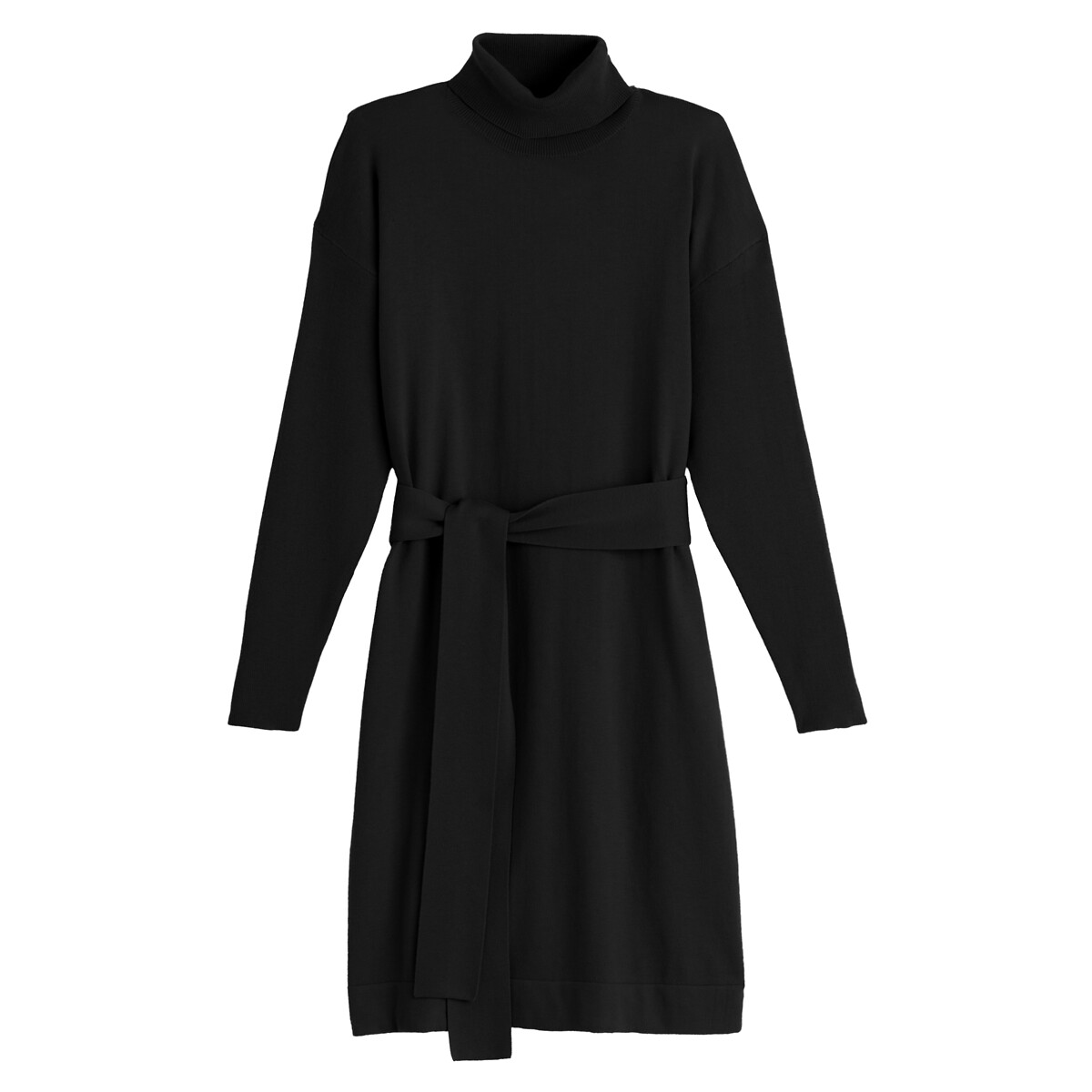 Платье-пуловер LaRedoute Длинный воротник и рукава M черный, размер M - фото 5
