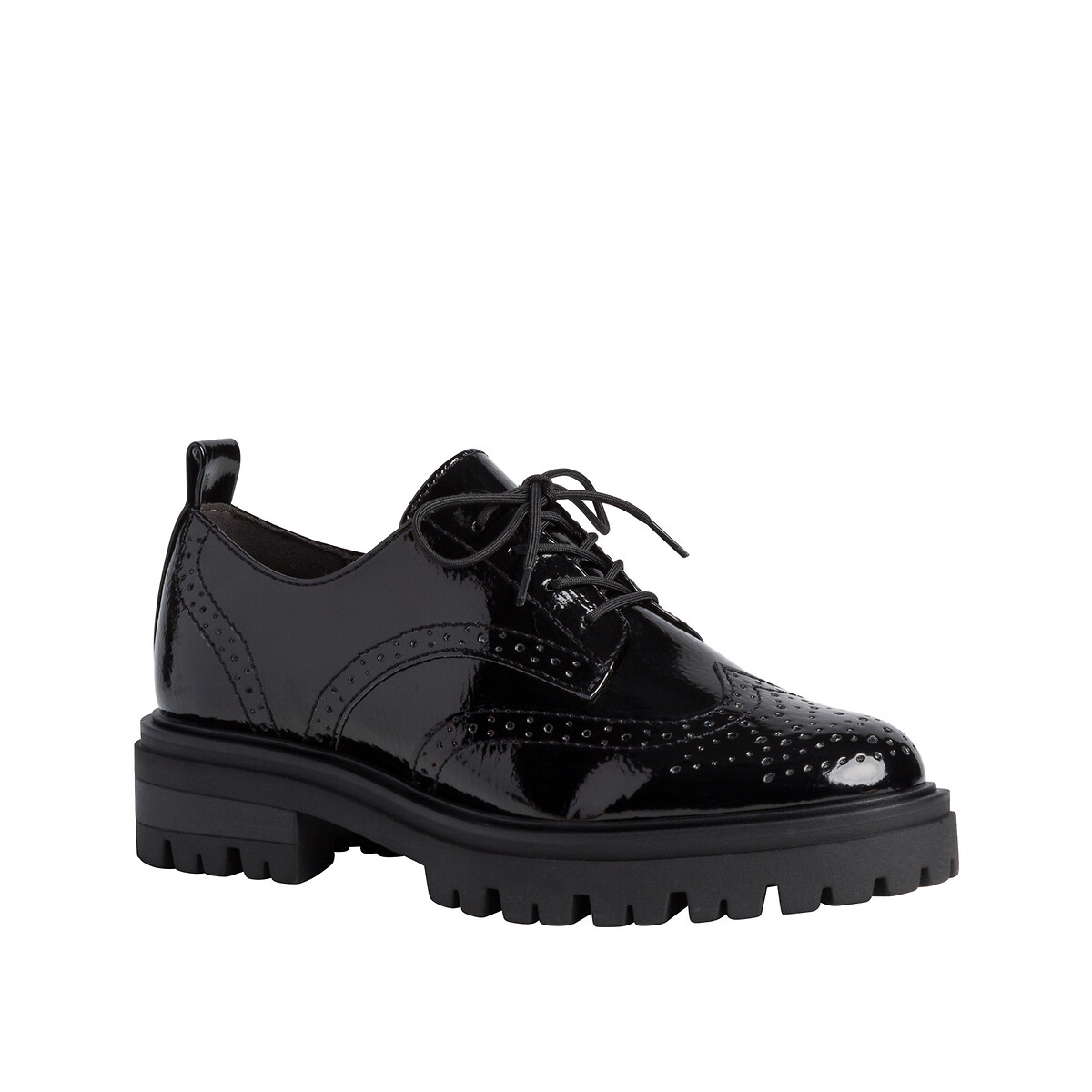 Ботинки-дерби LaRedoute Лакированные на платформе 36 черный, размер 36 - фото 2