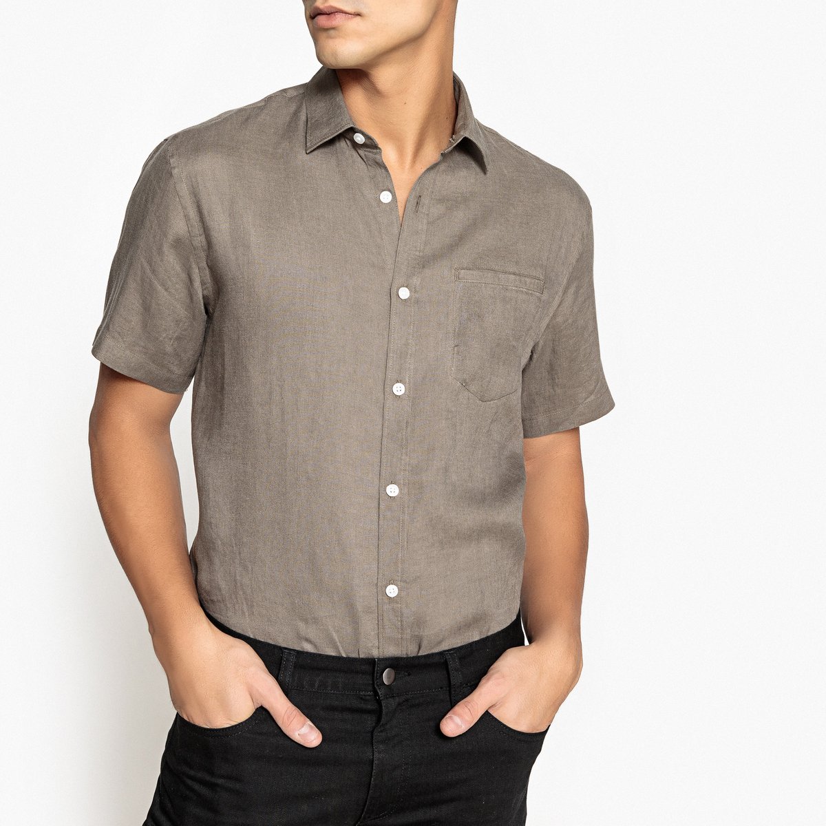 La Redoute рубашки из льна мужские. Рубашка ла Габриэль. Short sleeved shirt