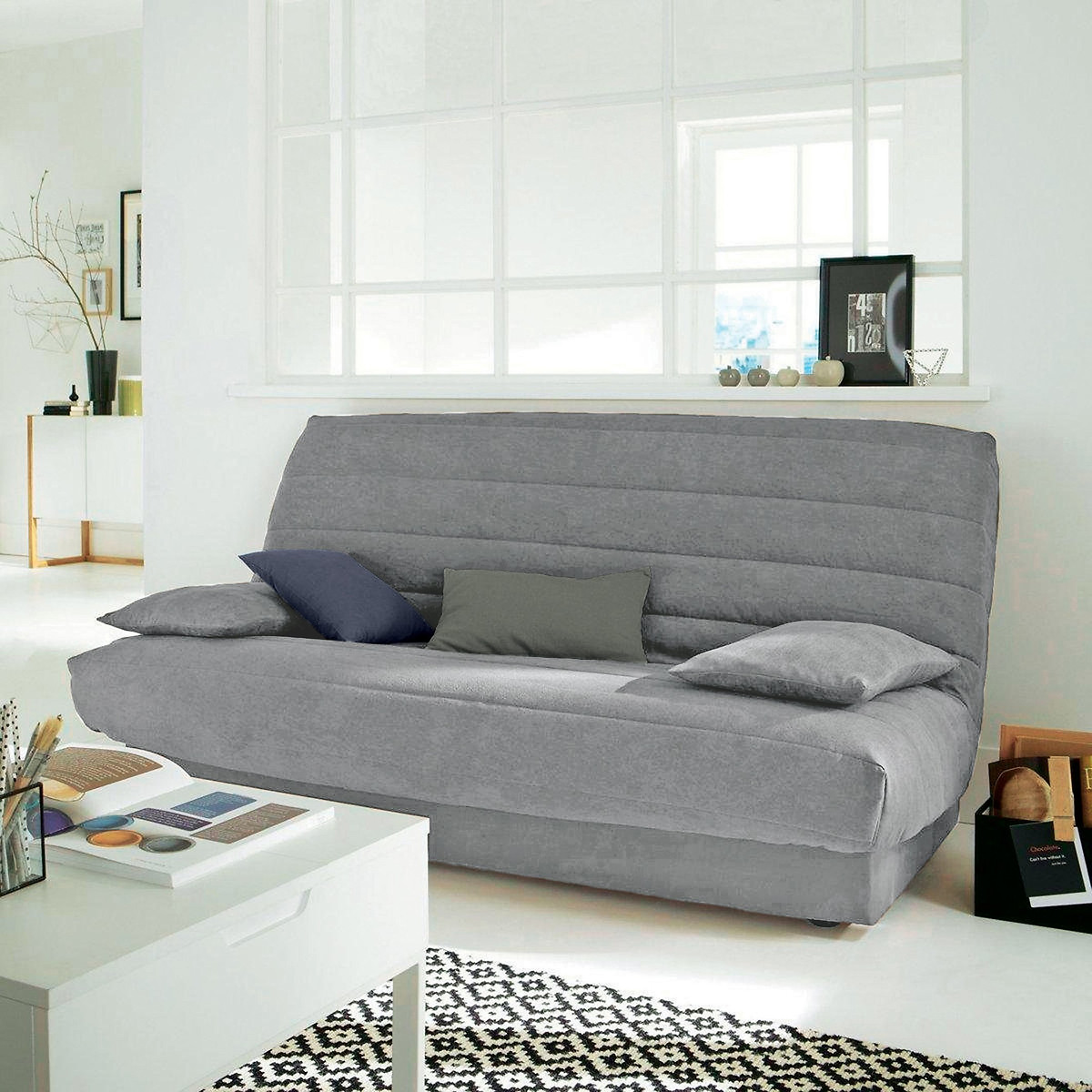 Чехол Для раскладного дивана из искусственной замши единый размер серый