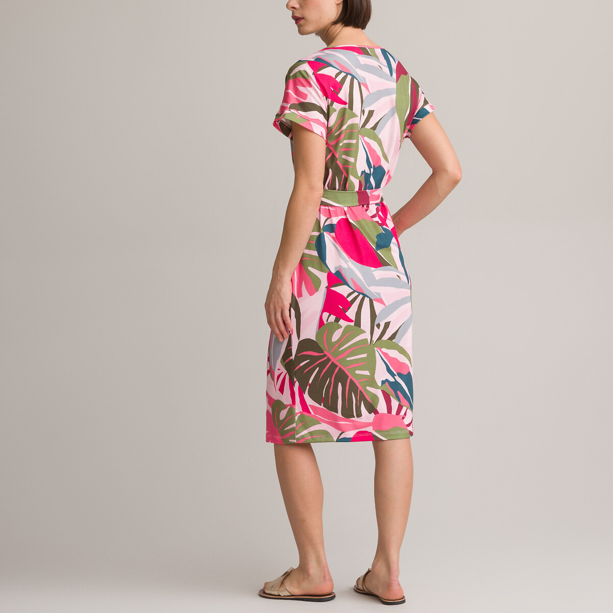 Платье-миди Прямого покроя с цветочным принтом 50 каштановый LaRedoute, размер 50 - фото 4