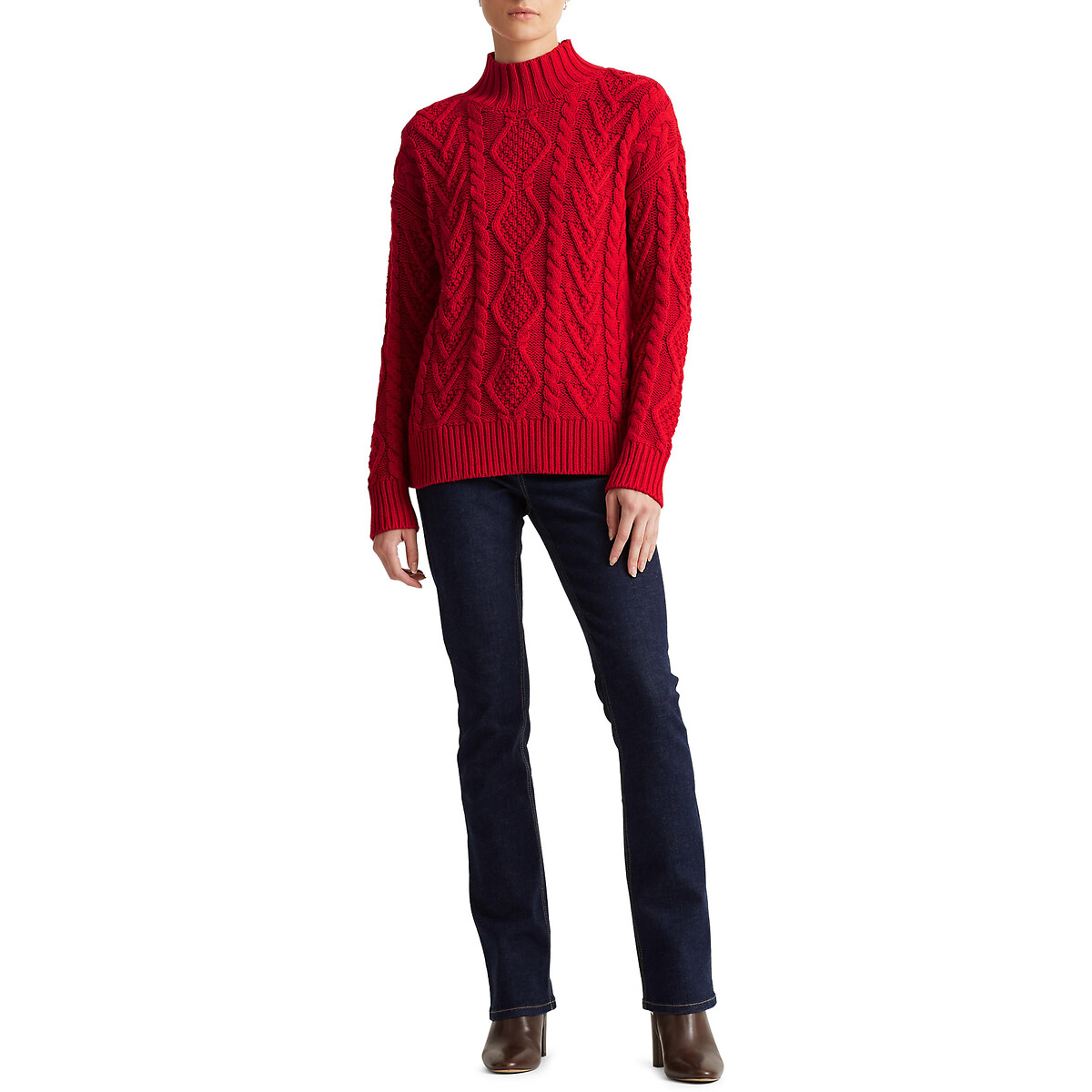 Пуловер LaRedoute С воротником-стойкой из плотного трикотажа S красный, размер S - фото 2