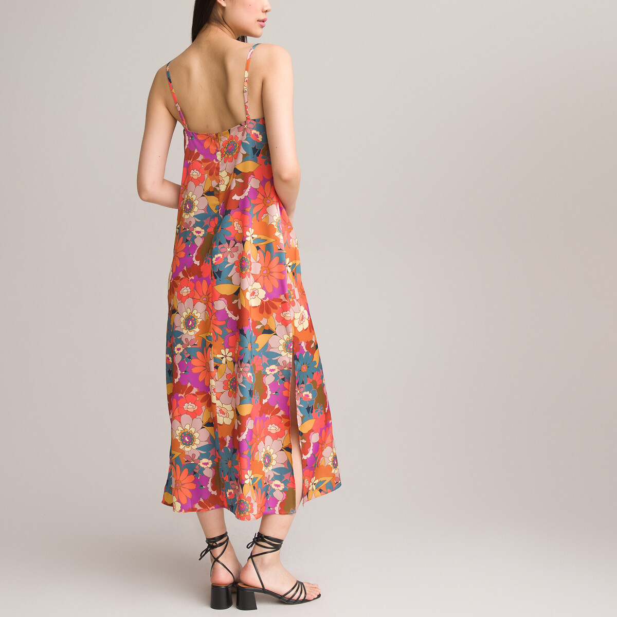 Платье Длинное на тонких бретелях цветочный принт 44 разноцветный LaRedoute, размер 44 - фото 4