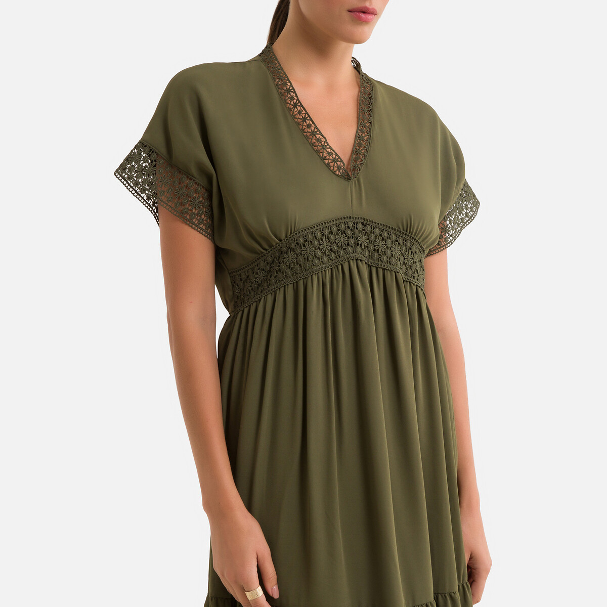 Платье-миди LaRedoute Короткие рукава XS зеленый, размер XS - фото 3
