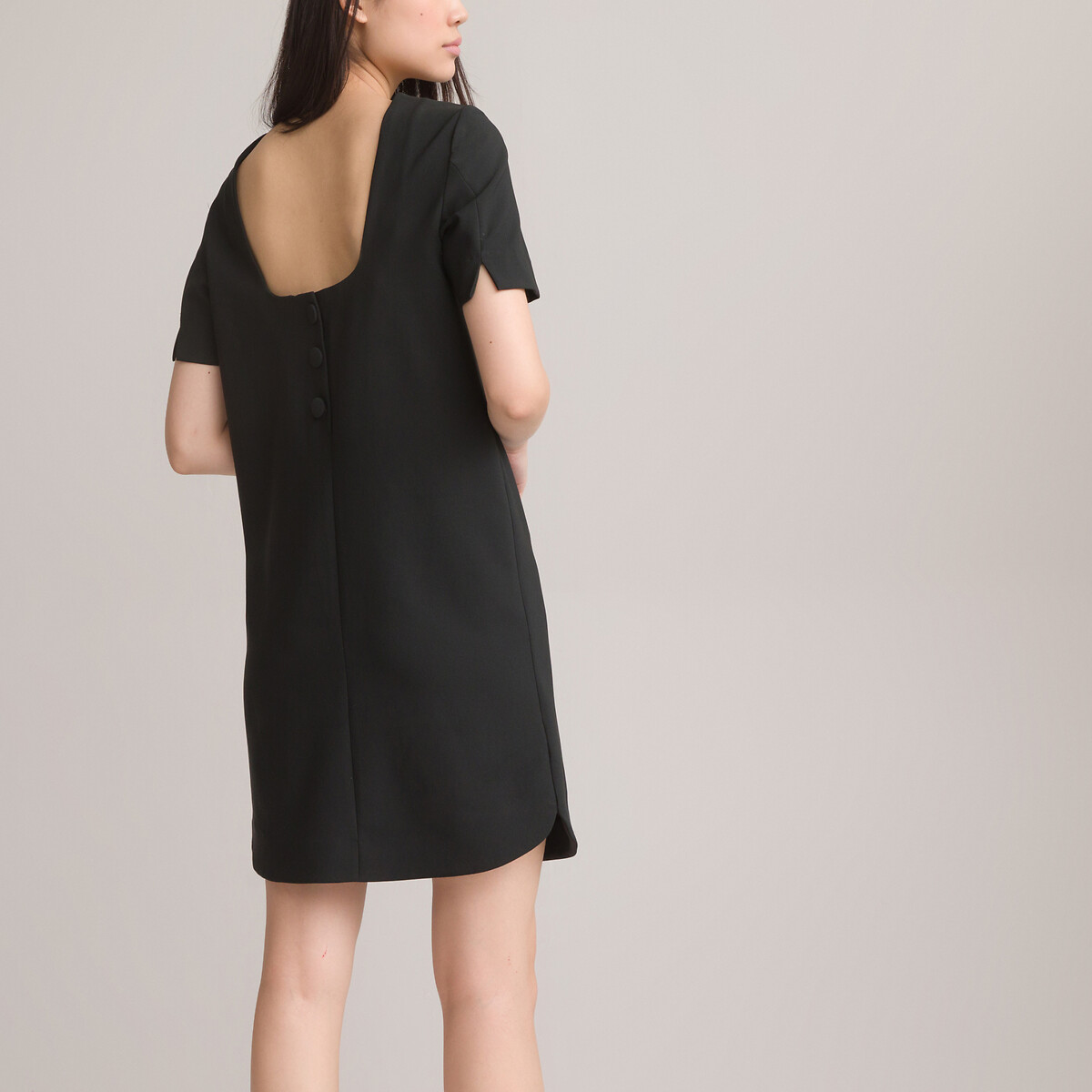 Платье Короткое прямое с короткими рукавами 40 черный LaRedoute, размер 40 - фото 4