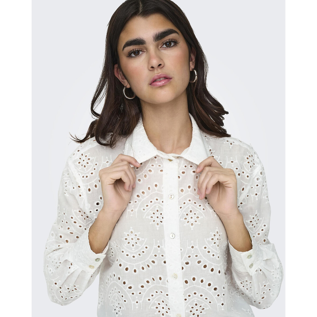 Блузка укороченная английская вышивка  S белый LaRedoute, размер S - фото 2