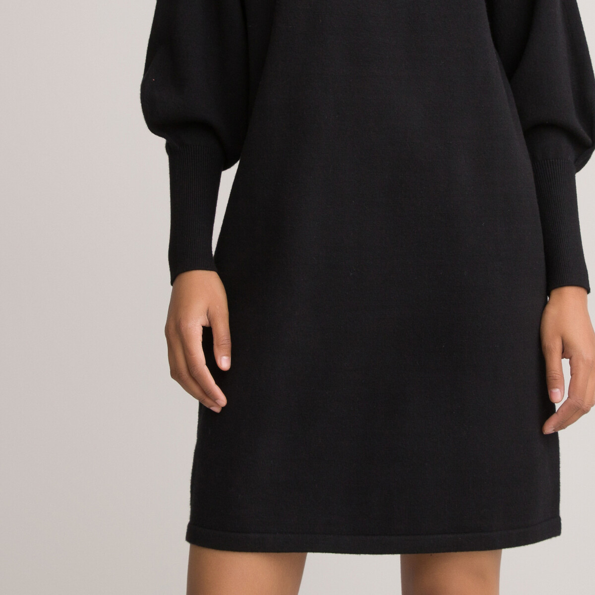 Платье-пуловер LaRedoute Короткое круглый вырез и длинные рукава XL черный, размер XL - фото 3