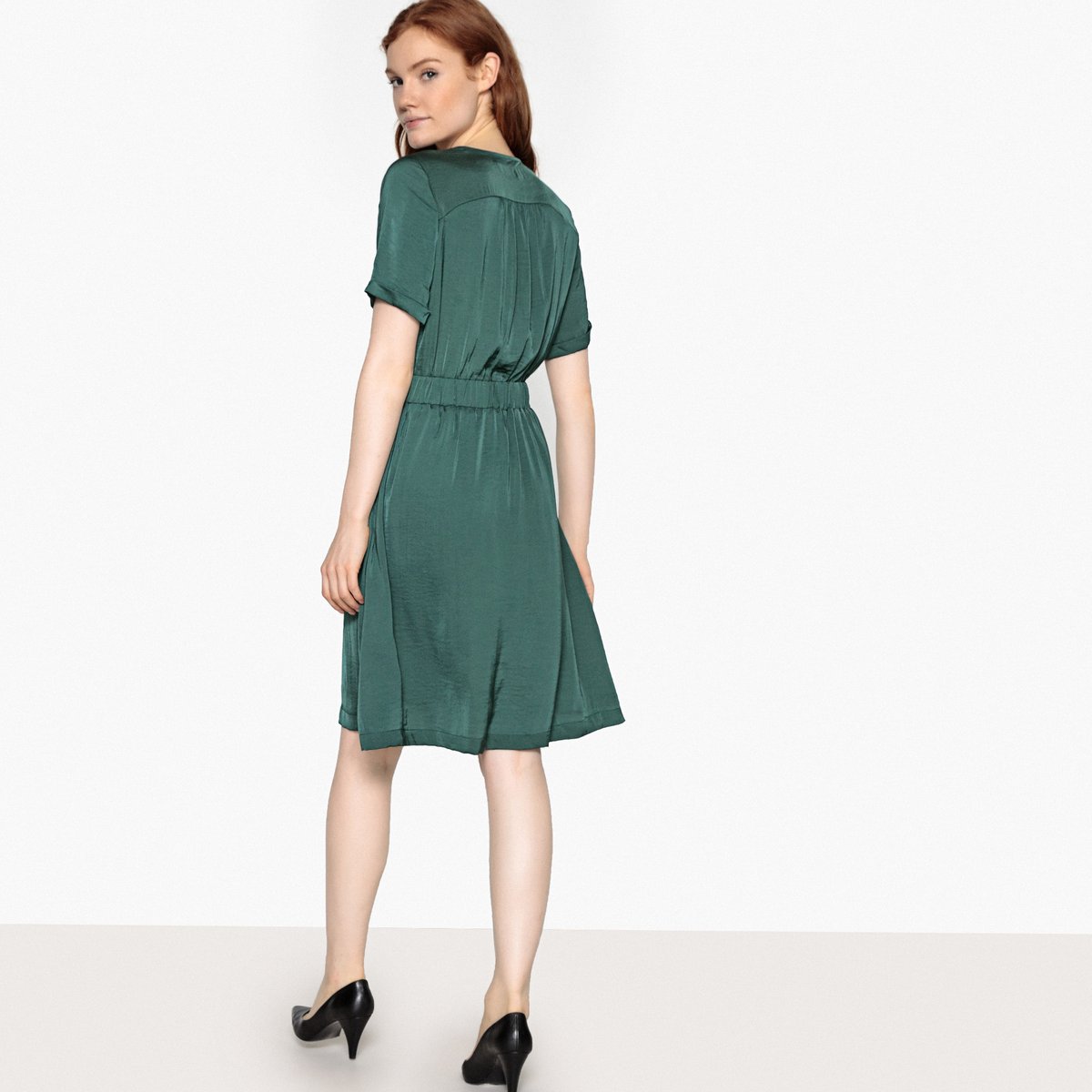 Платье La Redoute С запахом блестящим эффектом и эластичным поясом 38 (FR) - 44 (RUS) зеленый, размер 38 (FR) - 44 (RUS) С запахом блестящим эффектом и эластичным поясом 38 (FR) - 44 (RUS) зеленый - фото 4