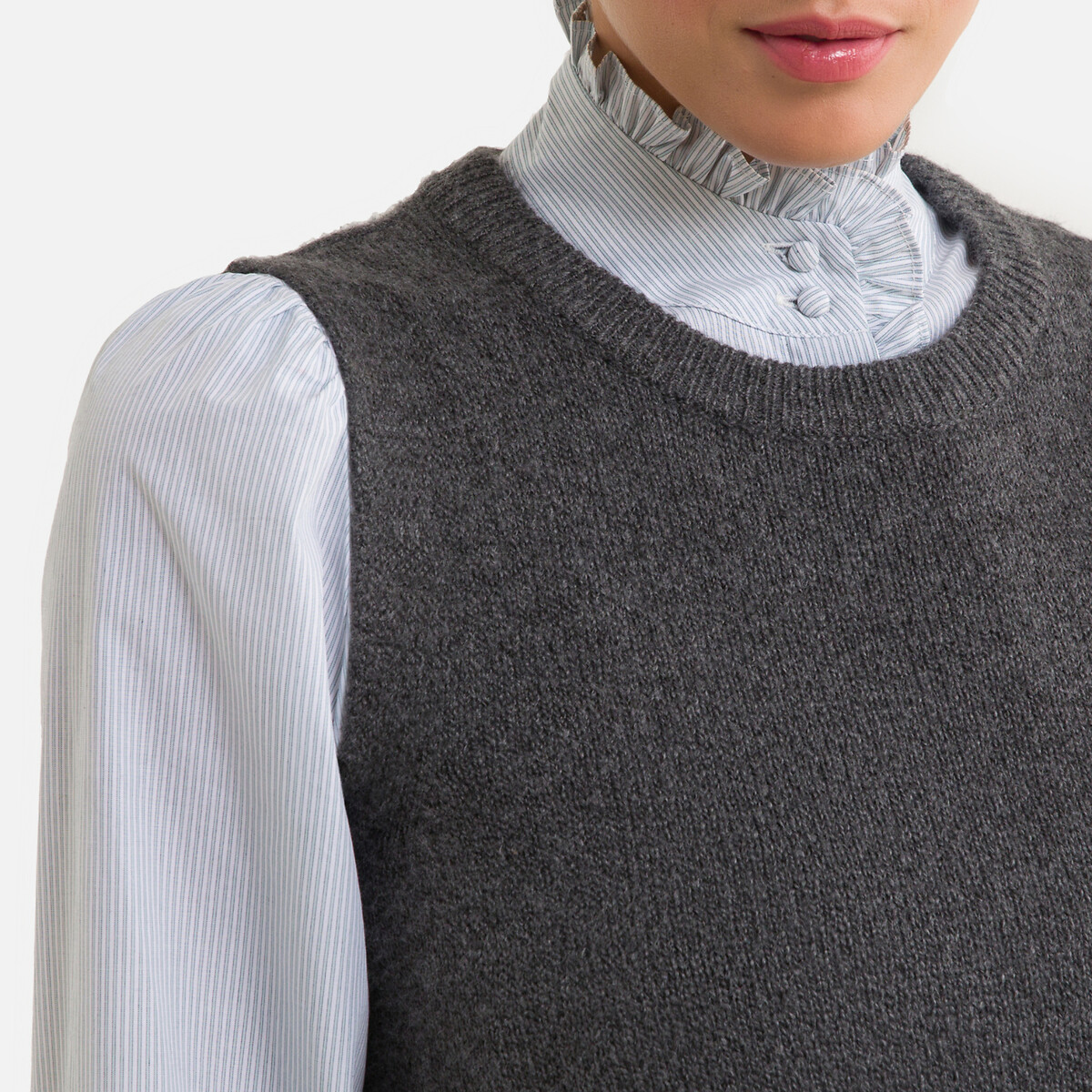 Пуловер JDY Без рукавов из тонкого трикотажа M серый, размер M - фото 3