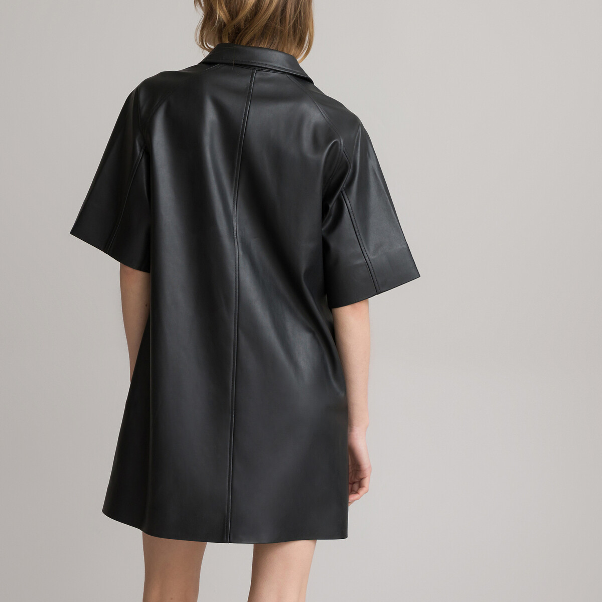 Платье Прямое короткое из искусственной кожи 54 черный LaRedoute, размер 54 - фото 4