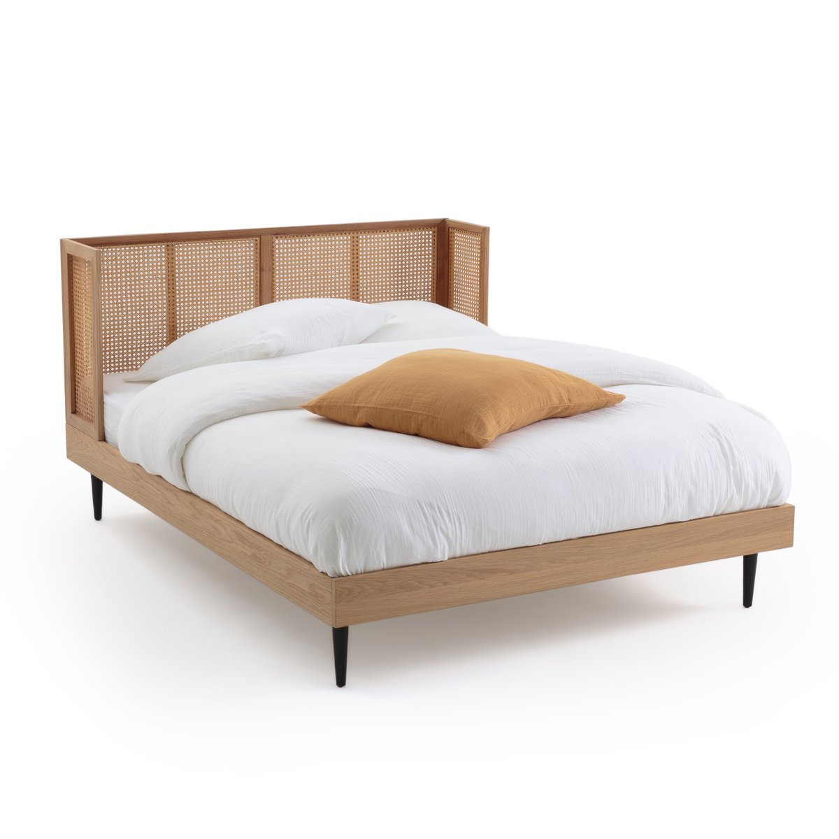 Кровать Из плетеного ротанга с основанием WASKA 140 x 190 см каштановый