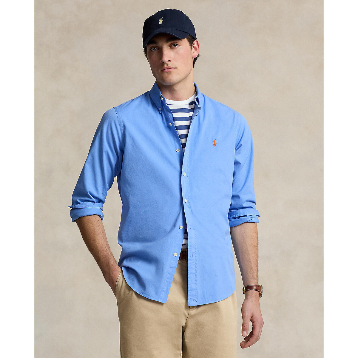 Рубашка приталенного покроя Chino с вышитым логотипом XL синий рубашка приталенного покроя в полоску с вышитым логотипом из хлопка s красный