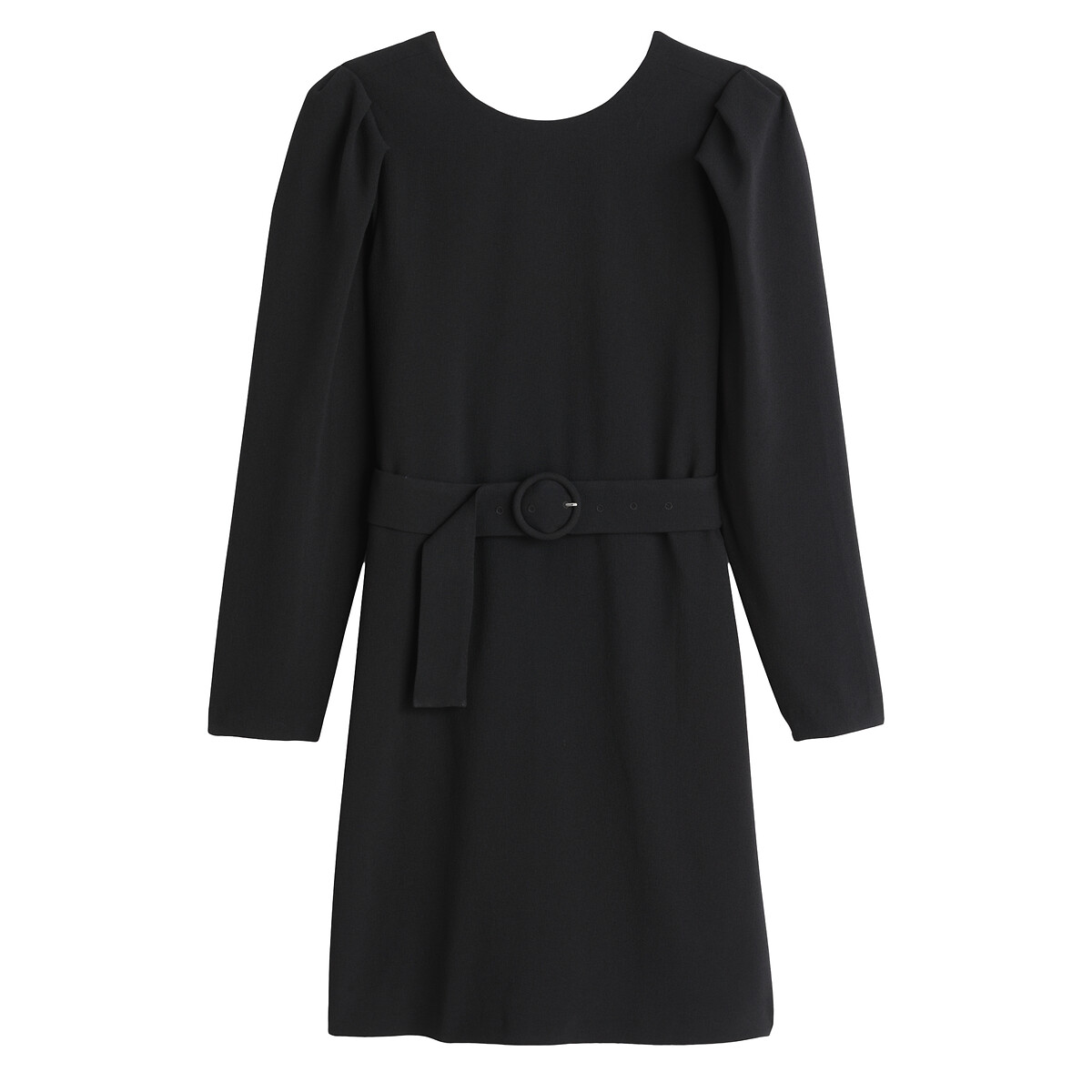 Платье LaRedoute Прямое короткое с круглым вырезом и длинными рукавами 48 черный, размер 48 - фото 5