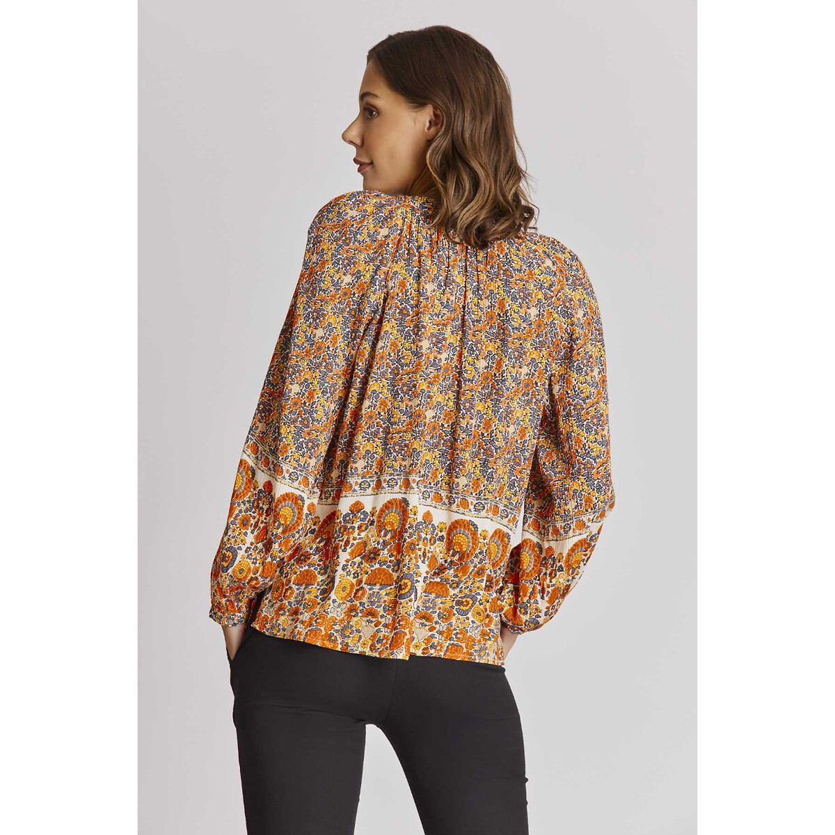 Блузка DERHY Свободного покроя с цветочным принтом Dea L оранжевый, размер L - фото 3