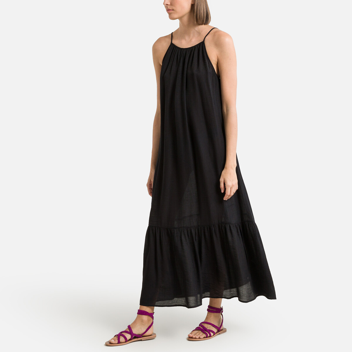 Платье Длинное с тонкими бретелями 3(L) черный LaRedoute, размер 3(L) Платье Длинное с тонкими бретелями 3(L) черный - фото 1