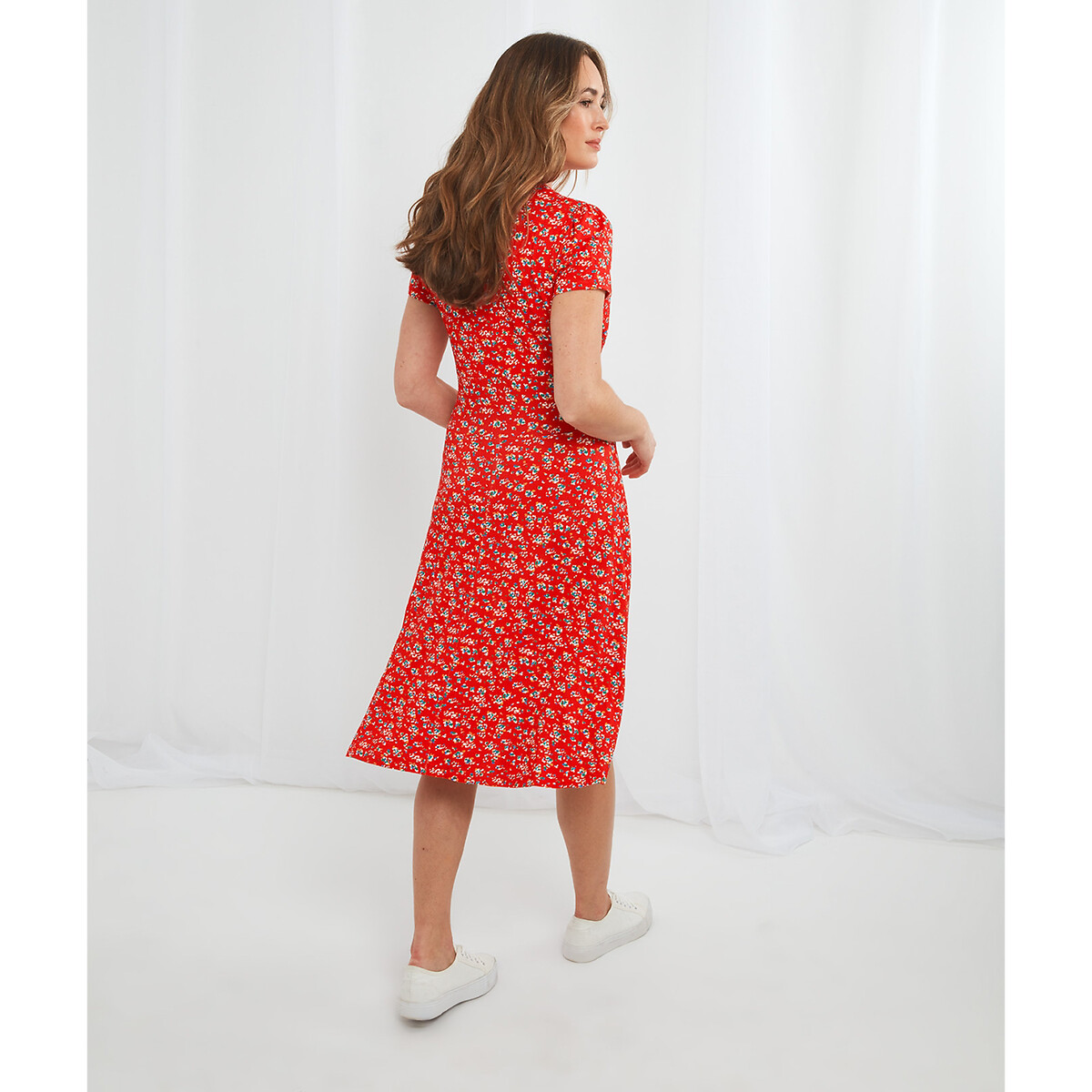 Платье JOE BROWNS Короткое с эффектом запаха приталенное 48 красный, размер 48 - фото 3