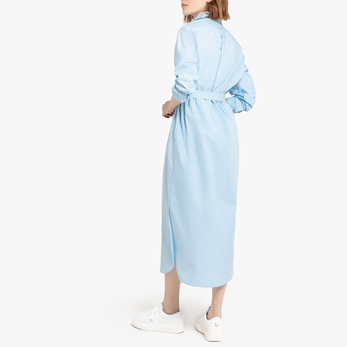 Платье-рубашка La Redoute С длинными рукавами 42 (FR) - 48 (RUS) синий, размер 42 (FR) - 48 (RUS) С длинными рукавами 42 (FR) - 48 (RUS) синий - фото 3