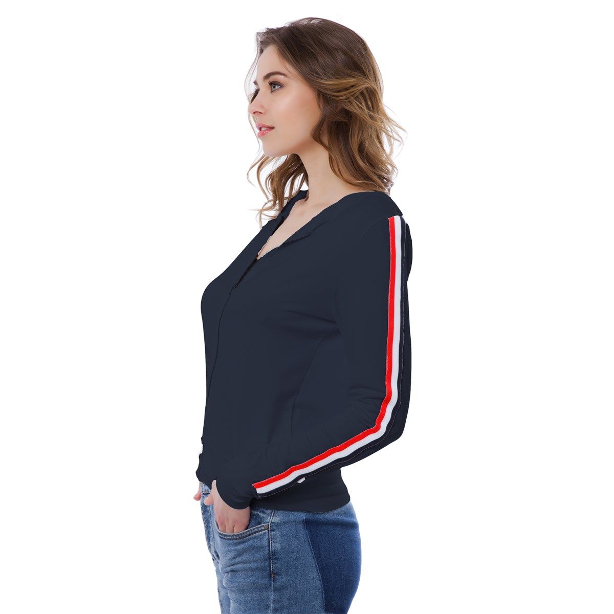 Gilet capuche avec bandes manches longues en modal MENTON