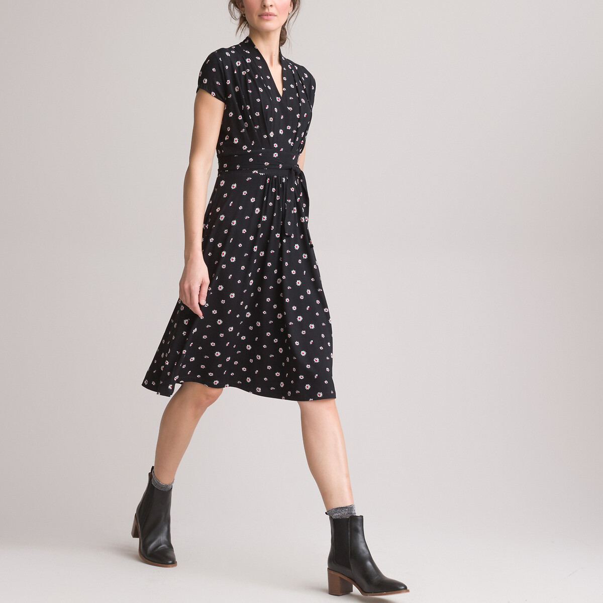 Платье-миди ANNE WEYBURN Расклешенное с цветочным принтом 52 черный, размер 52 - фото 2