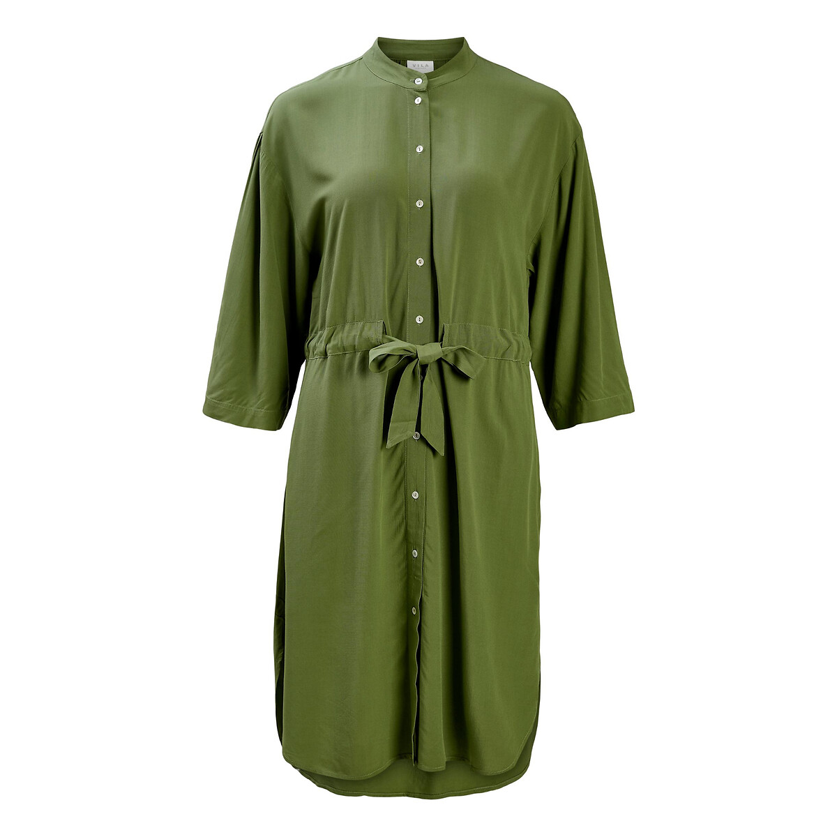 Платье Струящееся с воротником-стойкой рукава 34 44 зеленый