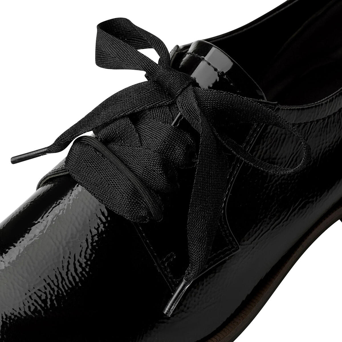 Ботинки-дерби Лакированные с двойной шнуровкой 36 черный LaRedoute, размер 36 - фото 5