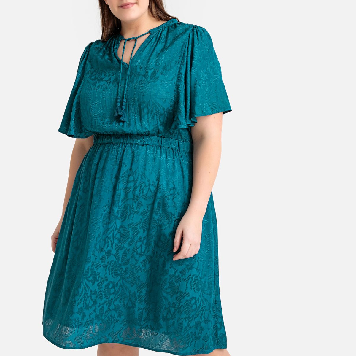 Robe droite jacquard, mi-longue