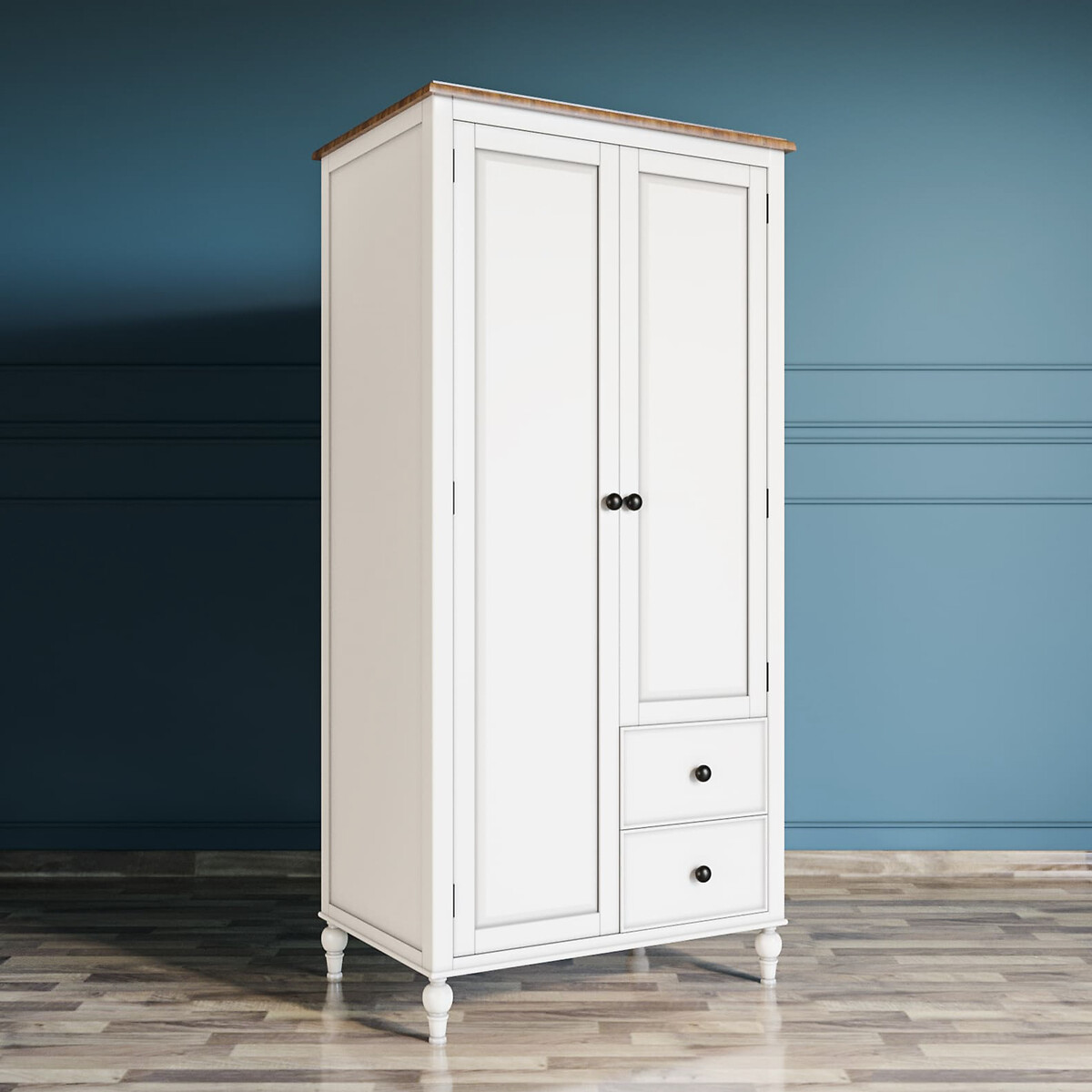 Шкаф двухстворчатый Odri с двумя ящиками   единый размер белый LaRedoute - фото 1