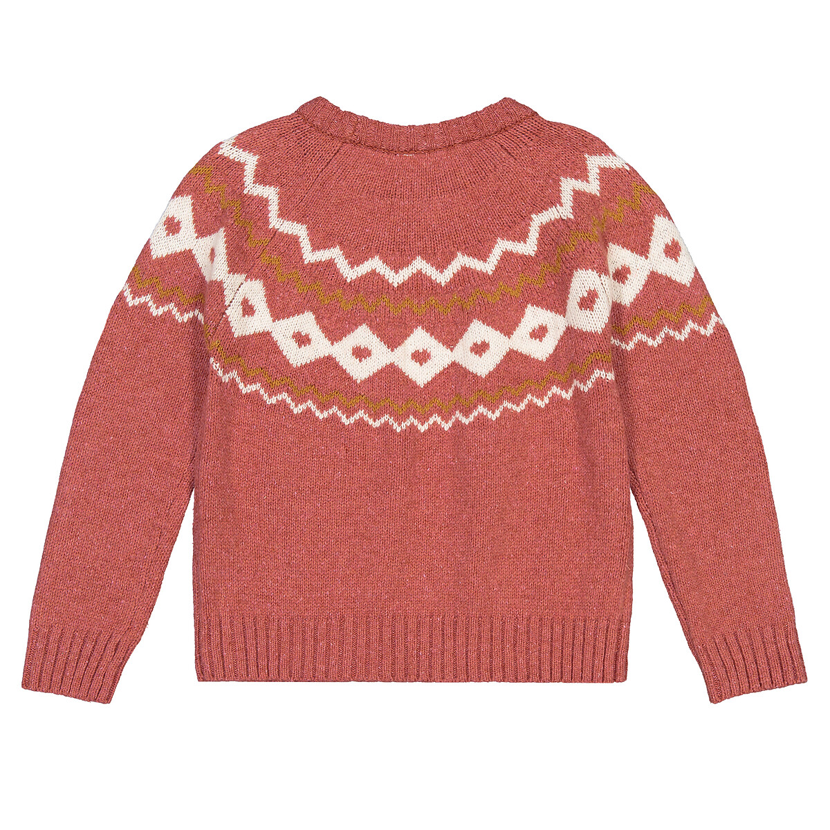 Пуловер LaRedoute С круглым вырезом из тонкого трикотажа жаккард 3-12 лет 5 лет - 108 см розовый, размер 5 лет - 108 см - фото 4