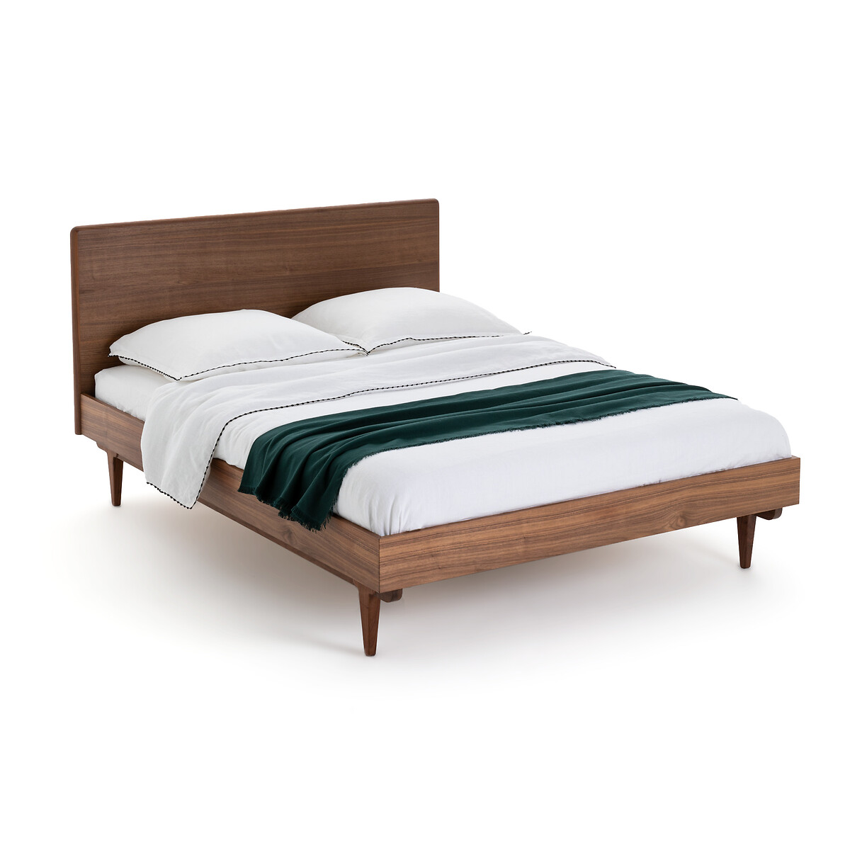 Кровать LaRedoute Кровать В винтажном стиле из орехового дерева с кроватным основанием Dalqui 140 x 190 см каштановый