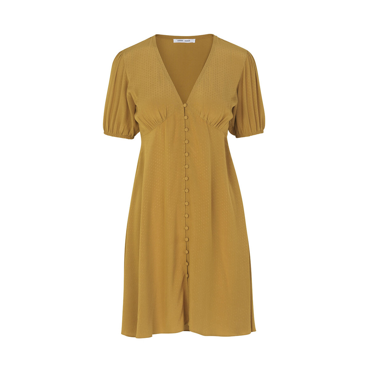 Платье La Redoute С V-образным декольте короткое с короткими рукавами L каштановый, размер L - фото 5