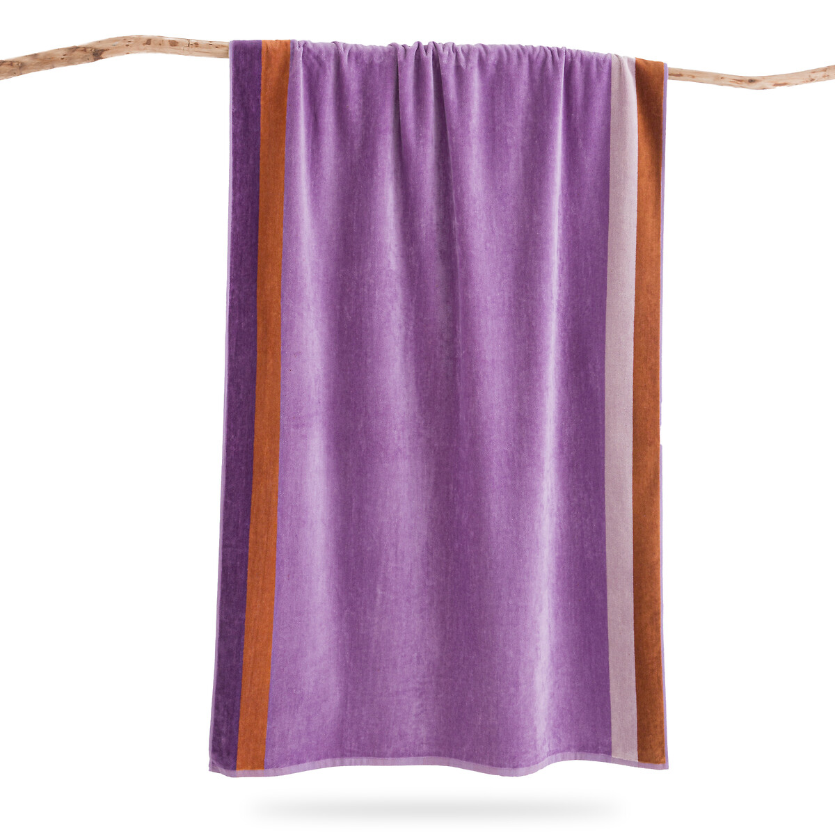 Полотенце пляжное махровое из велюра 420 г Valparaiso  единый размер фиолетовый LaRedoute - фото 1