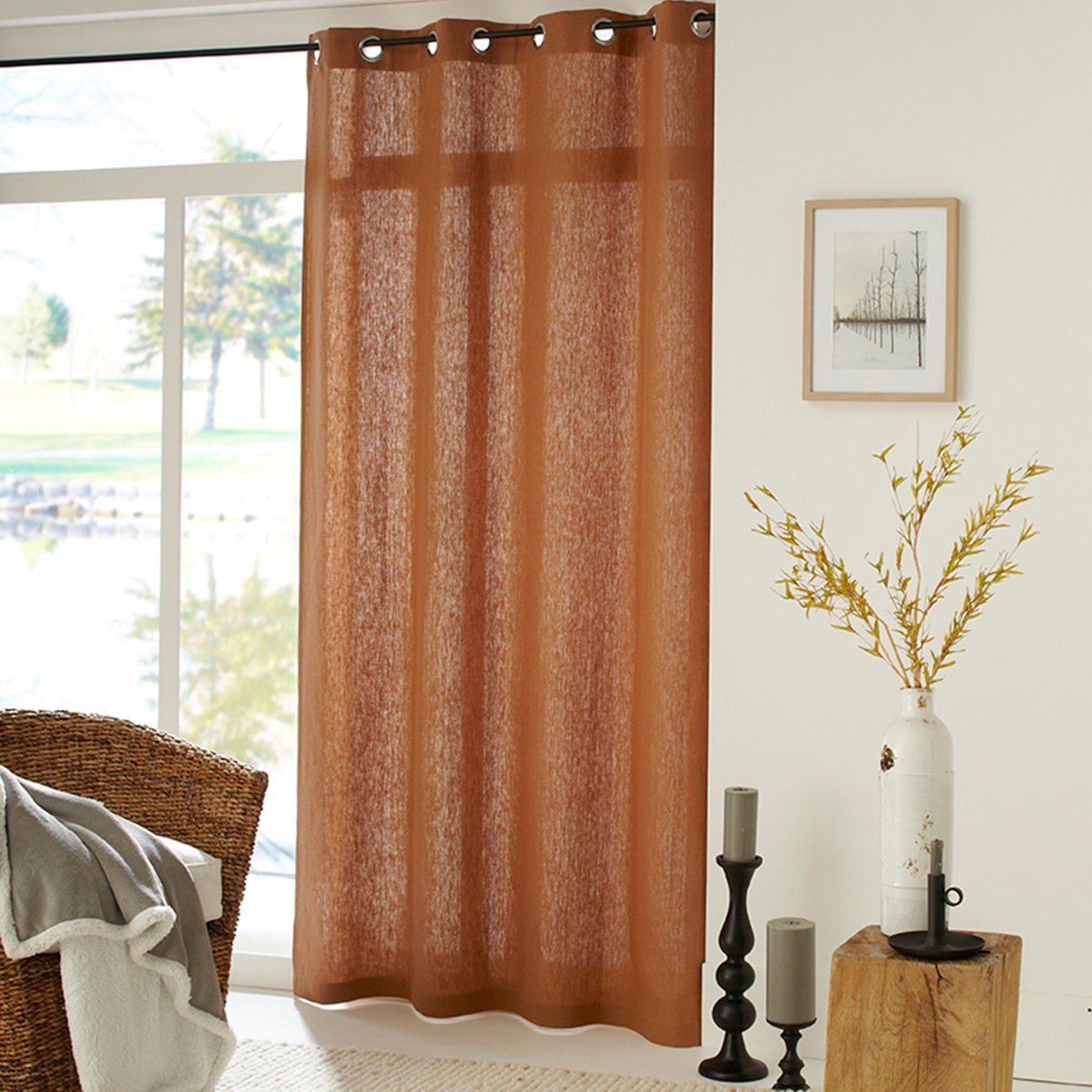 Image of Barica Single Linen Curtain with Eyelets