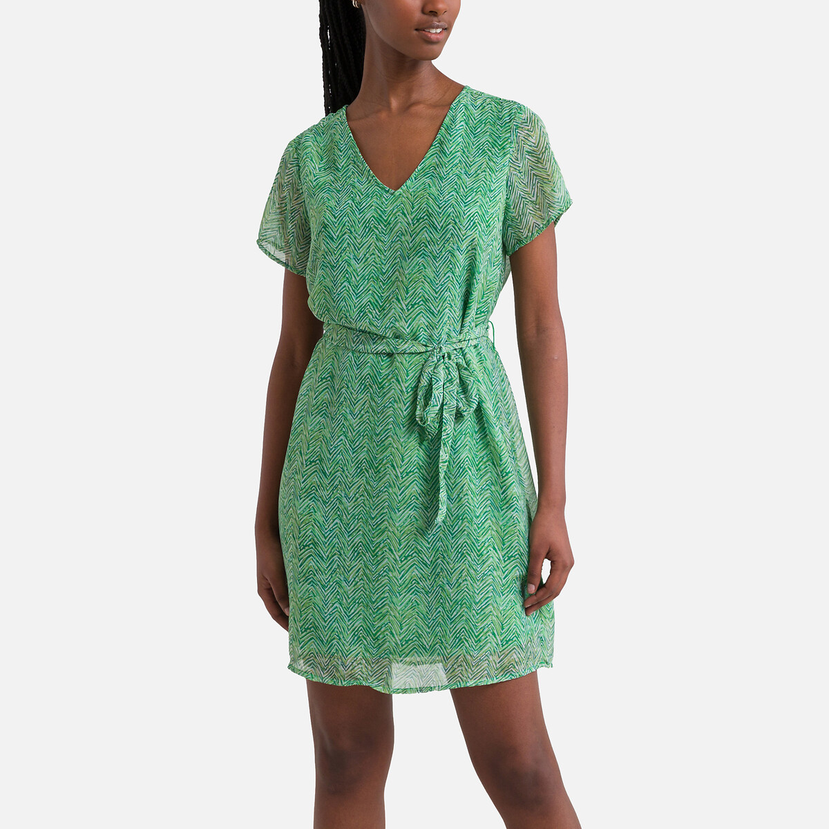 Платье Короткое с принтом XS зеленый LaRedoute, размер XS - фото 1