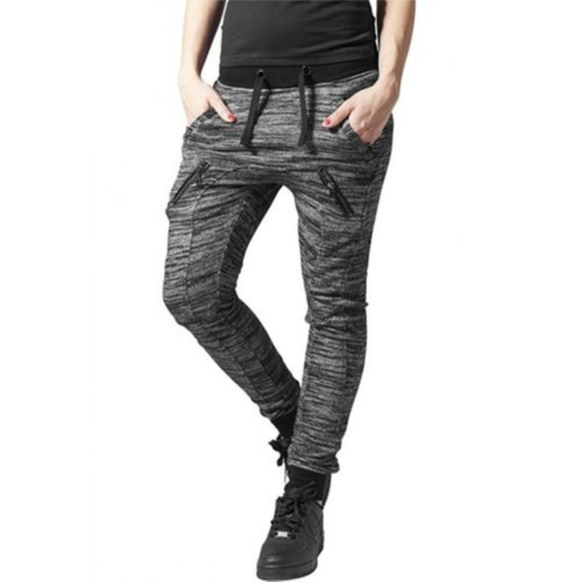 Bas de jogging chiné avec poches zippées