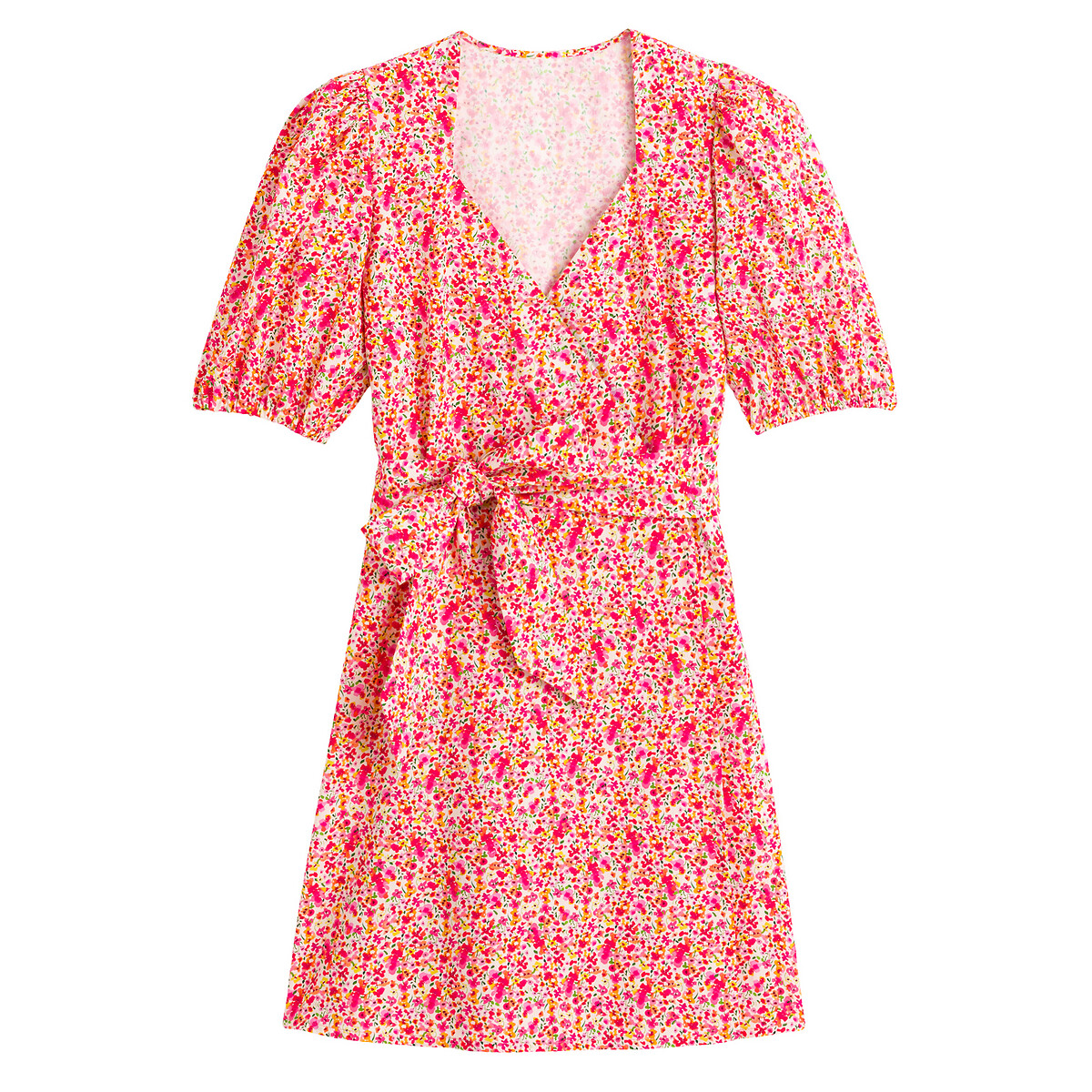 Платье LaRedoute С запахом и короткими рукавами с цветочным принтом 42 разноцветный, размер 42 - фото 5