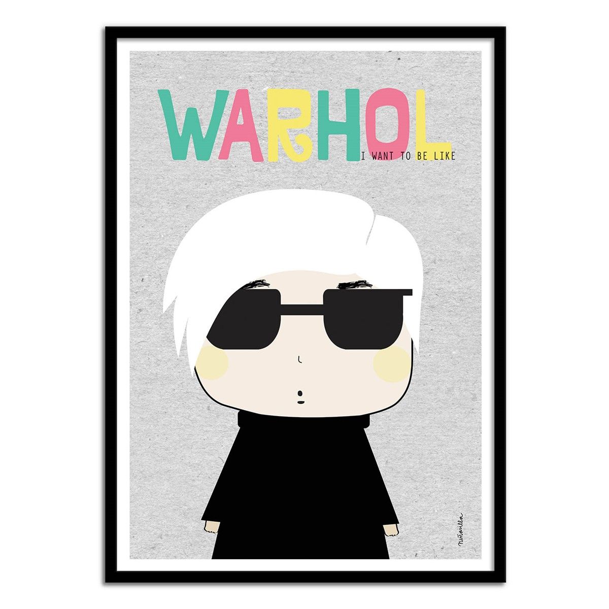 Affiche art 50x70 cm - Illustration Pop portrait - Andy warhol