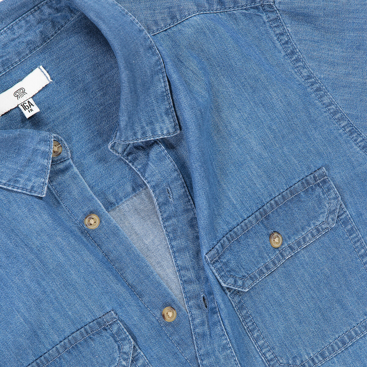 Рубашка Из денима 100 хлопок M синий LaRedoute, размер M - фото 5