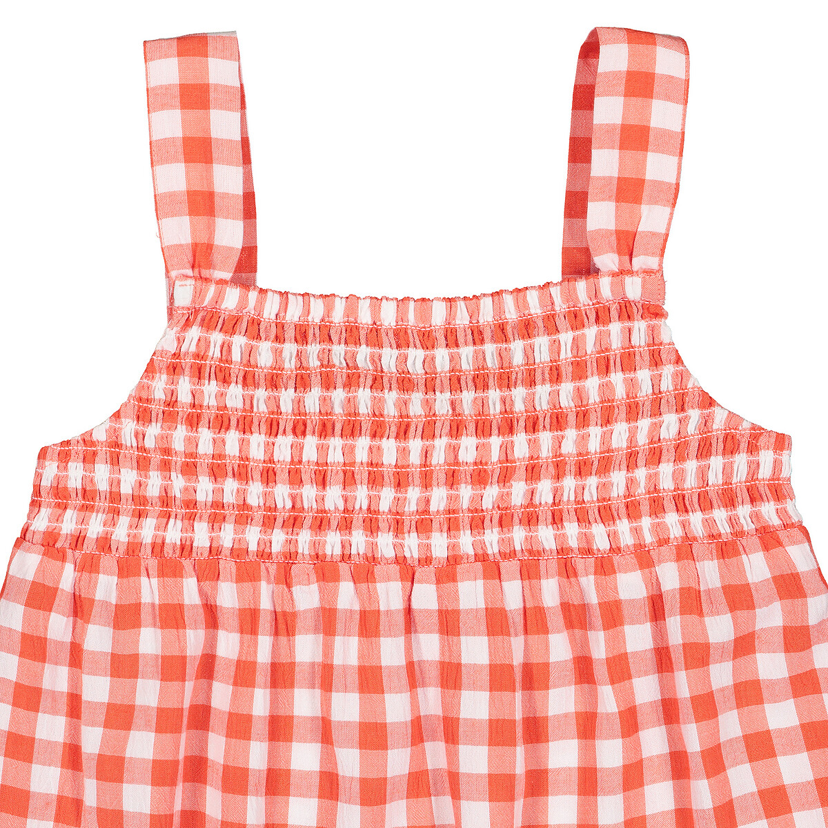 Платье LaRedoute Струящееся на бретелях в клетку 3-12 лет 4 года - 102 см оранжевый, размер 4 года - 102 см - фото 5