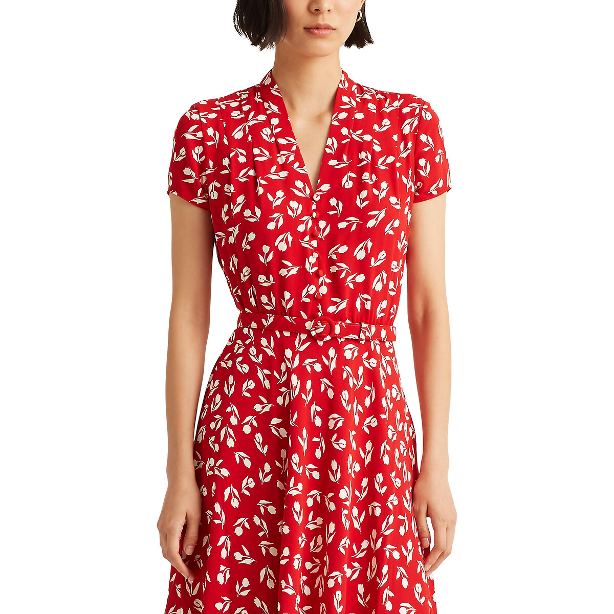 Платье LAUREN RALPH LAUREN С принтом миди с короткими рукавами XL красный, размер XL - фото 2