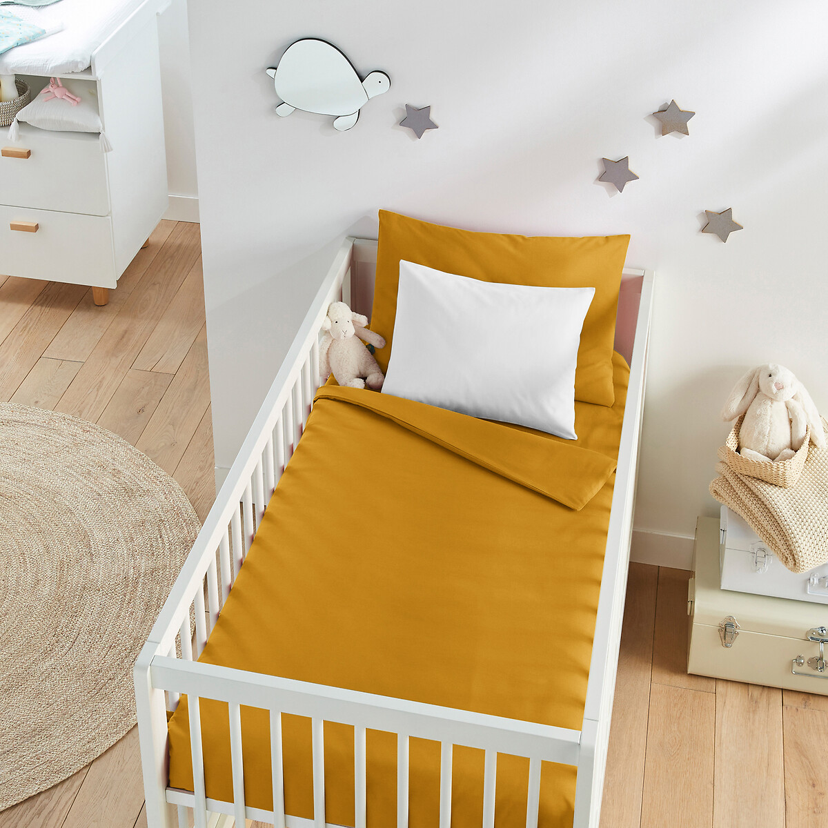 Пододеяльник LaRedoute Из хлопка на детскую кроватку Scenario 80 x 120 см желтый, размер 80 x 120 см - фото 1