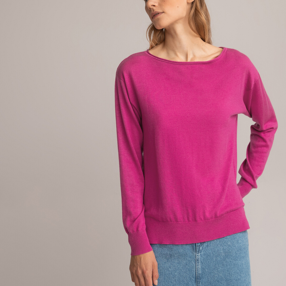 Пуловер С вырезом-лодочкой XS розовый LaRedoute, размер XS - фото 5